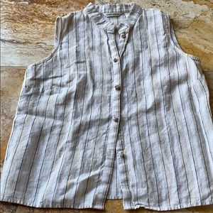 Laura Ashley vintage sleeveless soft striped linen